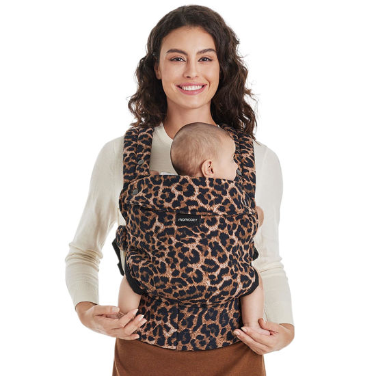 Picture of Momcozy Baby Carrier Newborn to Toddler - Ergonomic, Cozy and Lightweight Infant Carrier for 7-44lbs, Effortless to Put On, Ideal for Hands-Free Parenting, Enhanced Lumbar Support, Leopard