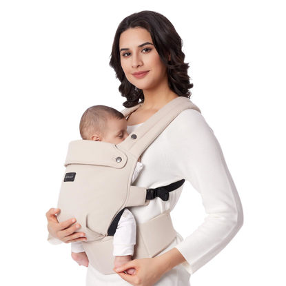 Picture of Momcozy Baby Carrier Newborn to Toddler - Ergonomic, Cozy and Lightweight Infant Carrier for 7-44lbs, Effortless to Put On, Ideal for Hands-Free Parenting, Enhanced Lumbar Support, Khaki