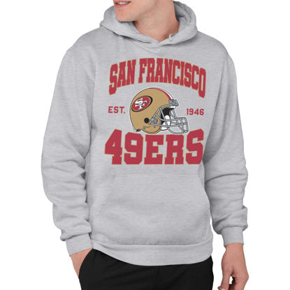 Picture of Junk Food Clothing x NFL - San Francisco 49ers - Team Helmet - Unisex Adult Pullover Fleece Hoodie for Men and Women - Size X-Large