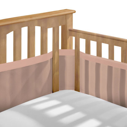 Picture of BreathableBaby Breathable Mesh Liner for Full-Size Cribs, Deluxe 4mm Mesh, Shell Pink (Size 4FS Covers 3 or 4 Sides)