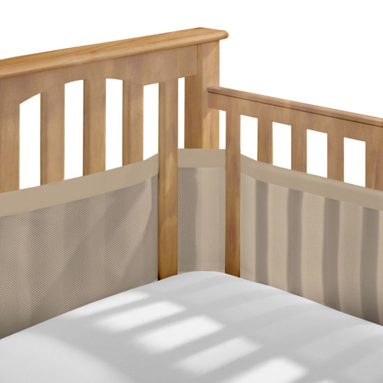 Picture of BreathableBaby Breathable Mesh Liner for Full-Size Cribs, Deluxe 4mm Mesh, Sand Beach (Size 4FS Covers 3 or 4 Sides)