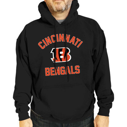 Picture of Team Fan Apparel NFL Adult Gameday Hooded Sweatshirt - Poly Fleece Cotton Blend - Stay Warm and Represent Your Team in Style (Cincinnati Bengals - Black, Adult X-Large)