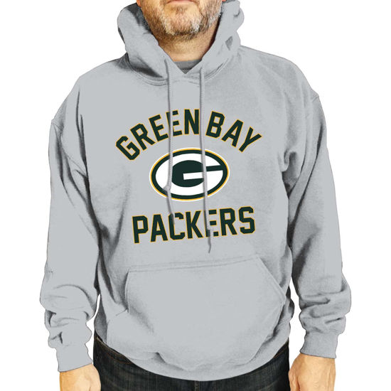 Picture of Team Fan Apparel NFL Adult Gameday Hooded Sweatshirt - Poly Fleece Cotton Blend - Stay Warm and Represent Your Team in Style (Green Bay Packers - Gray, Adult Large)