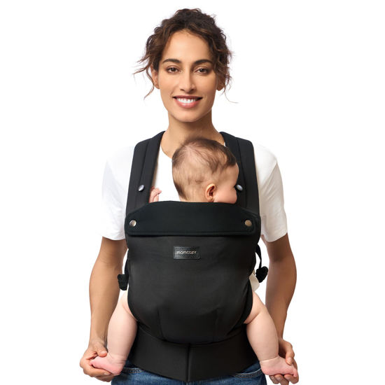 Picture of Momcozy Baby Carrier Newborn to Toddler, Lint-Free for Easy Caring, Lightweight Compact Infant Carrier for 7-44lbs, Effortless to Put On, Ideal for Hands-Free Parenting, Enhanced Lumbar Support, Black