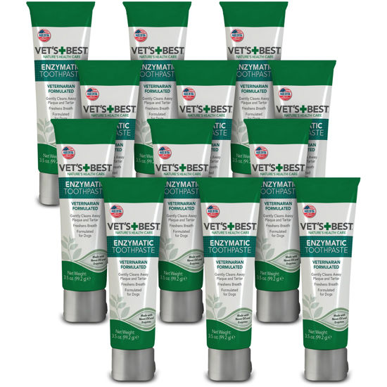 Picture of Vet's Best Enzymatic Dog Toothpaste - Teeth Cleaning and Fresh Breath Dental Care Gel - Vet Formulated - 3.5 oz Tubes (12 Pack)