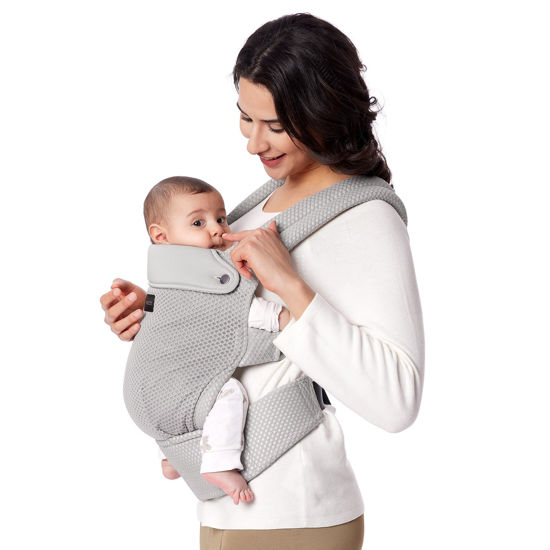 Picture of Momcozy Breathable Mesh Baby Carrier, Ergonomic and Lightweight Infant Carrier for 7-44lbs with Enhanced Lumbar Support, All Day Comfort for Hands-Free Parenting, Air Mesh-Grey