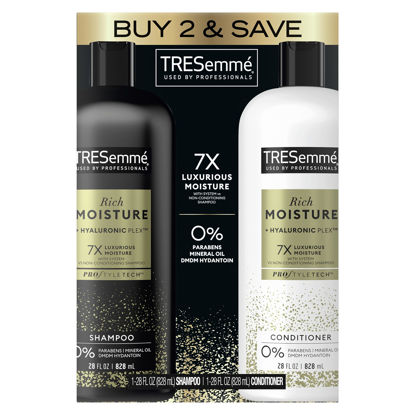 Picture of TRESemmé Rich Moisture Shampoo and Conditioner Rich Moisture Pack of 2 for Dry Hair Formulated With Vitamin E and Biotin 28 oz