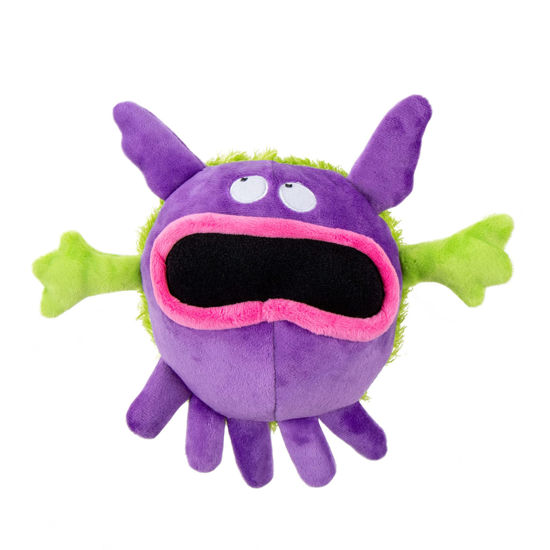 Picture of goDog PlayClean Germs Squeaky Plush Dog Toy with Odor-Eliminating Essential Oils, Chew Guard Technology - Purple, Large