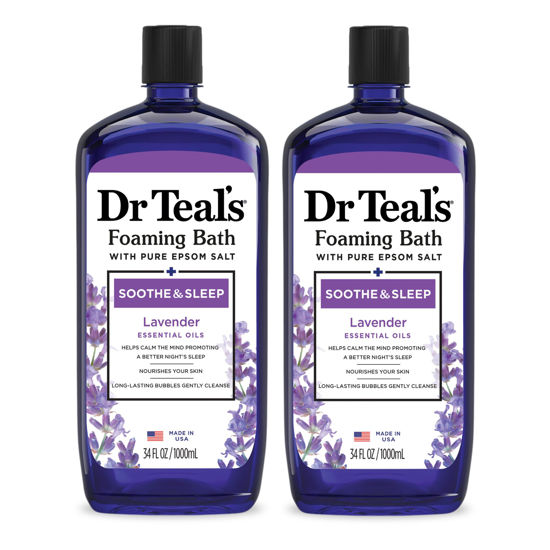 Picture of Dr Teal's Foaming Bath with Pure Epsom Salt, Soothe & Sleep with Lavender, 34 fl oz (Pack of 2)