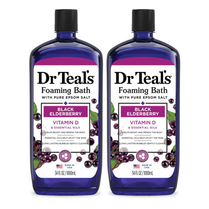 Picture of Dr Teal's Foaming Bath with Pure Epsom Salt, Black Elderberry with Vitamin D, 34 fl oz (Pack of 2)