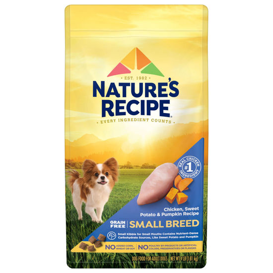 Picture of Nature′s Recipe Grain Free Small Breed Chicken, Sweet Potato & Pumpkin Recipe Dry Dog Food, 4 lb. Bag