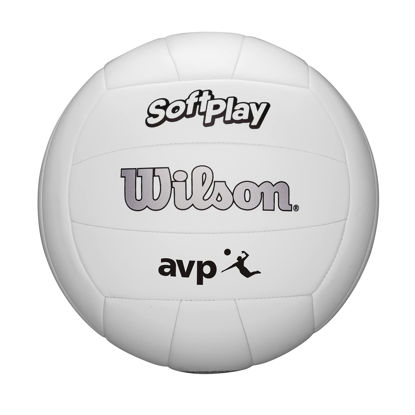 Picture of Wilson AVP Soft Play Volleyball - Official Size, White, 18-Panel, Machine-Sewn Construction, Butyl Rubber Bladder, Sponge-Backed Synthetic Leather Cover, Ideal for Ages 13 and Up