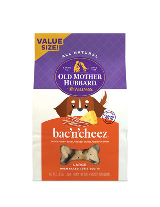 Picture of Old Mother Hubbard by Wellness Classic Bac'N'Cheez Natural Dog Treats, Crunchy Oven-Baked Biscuits, Ideal for Training, Large Size, 3 Pound (Pack of 1)