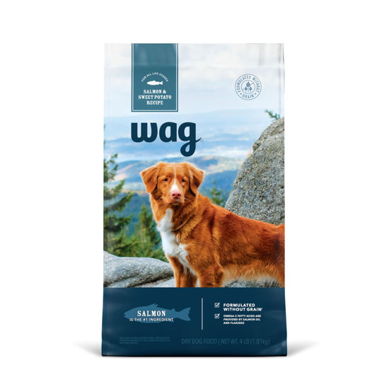 Picture of Amazon Brand - Wag Dry Dog Food Salmon & Sweet Potato, Grain Free 4 lb Bag