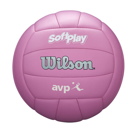 Picture of Wilson AVP Soft Play Volleyball - Official Size, Pink, 18-Panel, Machine-Sewn Construction, Butyl Rubber Bladder