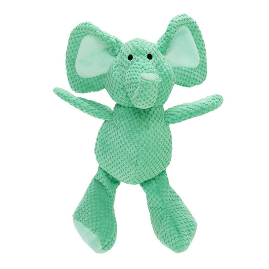 Picture of goDog Checkers Elephant Squeaky Plush Dog Toy, Chew Guard Technology - Green, Large