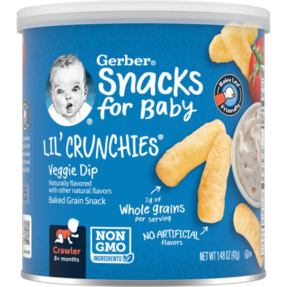 Picture of Gerber Snacks for Baby Lil Crunchies, Veggie Dip, 1.48 Ounce (Pack of 6)