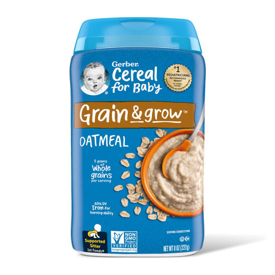 Picture of Gerber Baby Cereal 1st Foods, Grain & Grow, Oatmeal, 8 Ounce (Pack of 6)