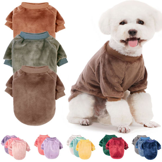 Picture of Dog Sweater, Pack of 2 or 3, Dog Clothes, Dog Coat, Dog Jacket for Small or Medium Dogs Boy or Girl, Ultra Soft and Warm Cat Pet Sweaters (Camel,Khaki,Olive, X-Large)