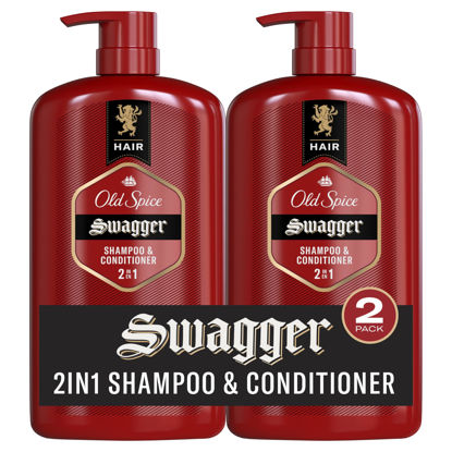 Picture of Old Spice Swagger 2-in-1 Shampoo and Conditioner Set for Men, Cedarwood Lime Scent, Get Up To 80% Fuller-Looking Hair, Barbershop Quality, 29.2 Fl Oz Each, 2 Pack