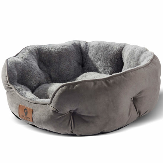 Picture of Asvin Small Dog Bed for Small Dogs, Cat Beds for Indoor Cats, Pet Bed for Puppy and Kitty, Extra Soft & Machine Washable with Anti-Slip & Water-Resistant Oxford Bottom, Grey, 20 inches