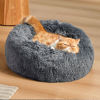 Picture of Bedsure Calming Cat Beds for Indoor Cats - Small Cat Bed Washable 20 inches, Anti-Slip Round Fluffy Plush Faux Fur Pet Bed, Fits up to 15 lbs Pets, Dark Grey