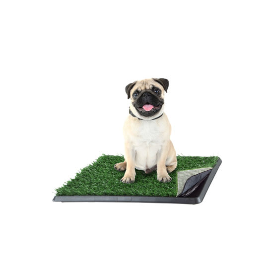 Picture of Artificial Grass Puppy Pee Pad for Dogs and Small Pets - 16x20 Reusable 4-Layer Training Potty Pad with Tray - Dog Housebreaking Supplies by PETMAKER