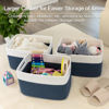 Picture of OIAHOMY Storage Basket, Storage Baskets for Shelves, Cotton Rope Baskets for Storage, Woven Basket for Toys,Towel Baskets for Bathroom - 14.8 * 9.8 * 8.8, Blue & White