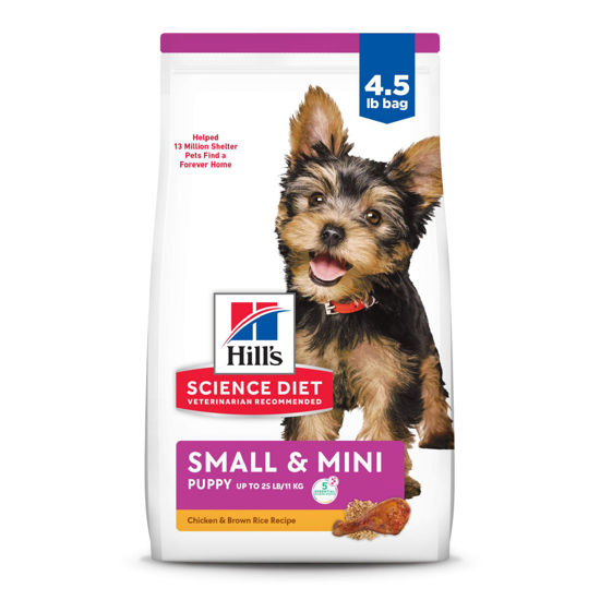 Picture of Hill's Science Diet Puppy, Puppy, Small & Mini Breeds Puppy Premium Nutrition, Dry Dog Food, Chicken, Brown Rice, & Barley, 4.5 lb Bag