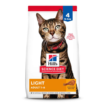 Picture of Hill's Science Diet Light, Adult 1-6, Weight Management Support, Dry Cat Food, Chicken Recipe, 4 lb Bag