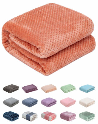 Picture of Fuzzy Throw Blanket, Plush Fleece Blankets for Adults, Toddler, Boys and Girls, Warm Soft Blankets and Throws for Bed, Couch, Sofa, Travel and Outdoor, Camping (Throw(50"x70"), L-Grapefruit)