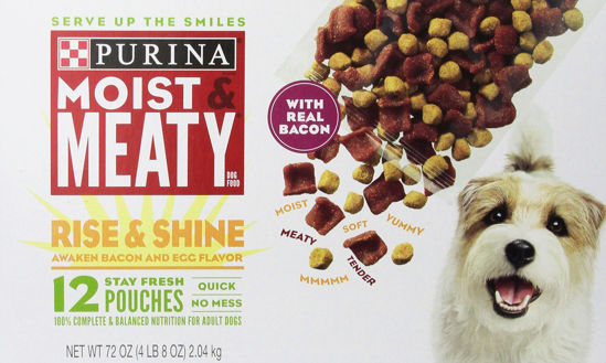 Picture of Purina Moist & Meaty Rise & Shine Awaken Bacon & Egg Flavor Adult Wet Dog Food - 12 Ct. Pouches