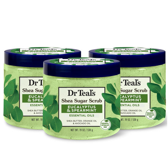 Picture of Dr Teal's Shea Sugar Scrub, Eucalyptus & Spearmint Essential Oils, 19 oz (Pack of 3)