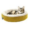 Picture of Love's cabin Yellow Round Donut Cat Bed, 20x20in, Soft Durable Fabric, Anti-Slip Water-Resistant, Washable Pet Bed