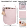 Picture of XUANGUO Cotton Rope Laundry Basket Hamper for Girls Kids Baby Nursery Hamper Bin Woven Storage Basket for Living Room Girls room Boho Tall Rope Baskets for Blanket Toys Large light pink