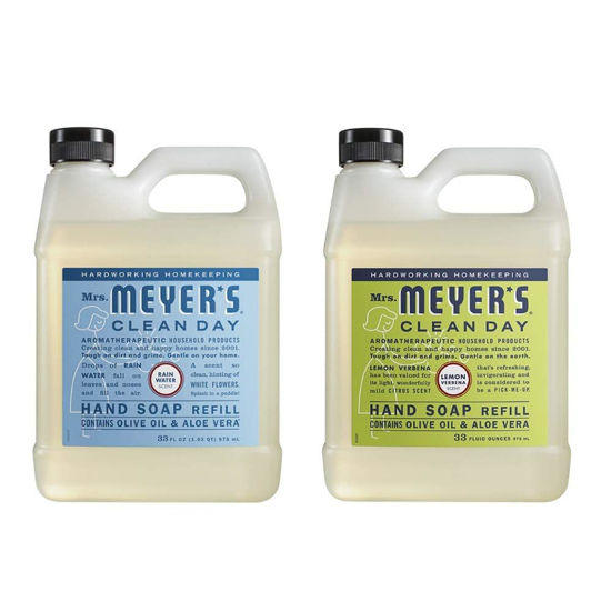 Picture of MRS. MEYER'S CLEAN DAY Hand Soap Refill Scent Variety Pack 2 CT (Lemon Verbena + Rain Water)