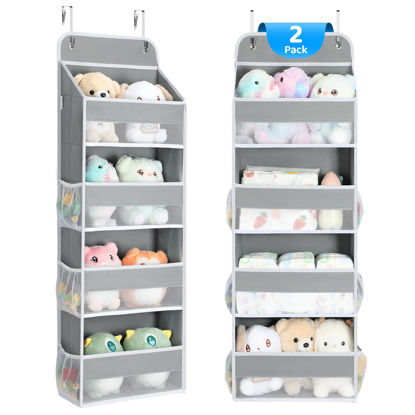 Picture of Yecaye 2 Pack 4 Tier Over The Door Organizer - Foldable Portable Baby Essentials for Stuffed Animal Storage - Multi-Purpose Bathroom Closet Organizers and Storage for Kids Newborn Baby Stuff