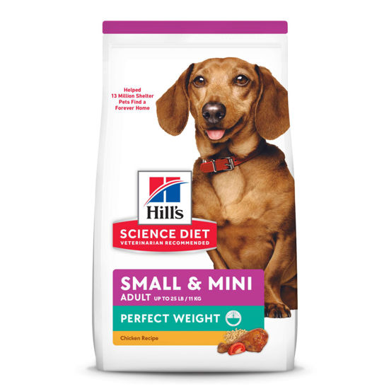 Picture of Hill's Science Diet Perfect Weight, Adult 1-6, Small & Mini Breeds Weight Management Support, Dry Dog Food, Chicken Recipe, 4 lb Bag