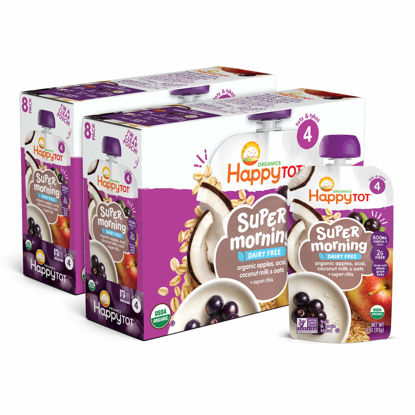 Picture of Happy Tot Organics Super Morning Stage 4 Dairy Free, Apple Acai Coconut Milk & Oats + Super Chia, 4 Ounce Pouch (Pack of 16)