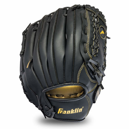 Picture of Franklin Sports Baseball and Softball Glove - Field Master - Baseball and Softball Mitt, Black/Gold, 12" Left-Handed Thrower