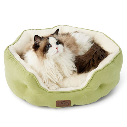 Picture of Bedsure Dog Beds for Small Dogs - Round Cat Beds for Indoor Cats, Washable Pet Bed for Puppy and Kitten with Slip-Resistant Bottom, 20 Inches, Green