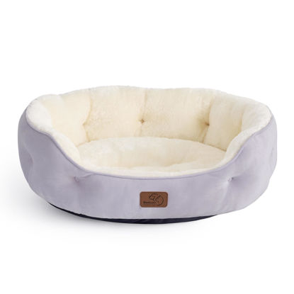 Picture of Bedsure Dog Beds for Small Dogs - Round Cat Beds for Indoor Cats, Washable Pet Bed for Puppy and Kitten with Slip-Resistant Bottom, 20 Inches, Misty Lilac