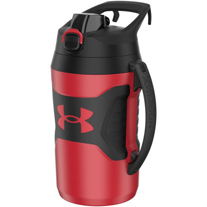 Picture of Under Armour Playmaker Sport Jug, Water Bottle with Handle, Foam Insulated & Leak Resistant, 64oz, Red/Black