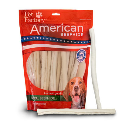 Picture of Pet Factory American Beefhide 10" Thin Rolls Dog Chew Treats - Natural Flavor, 35 Count/1 Pack