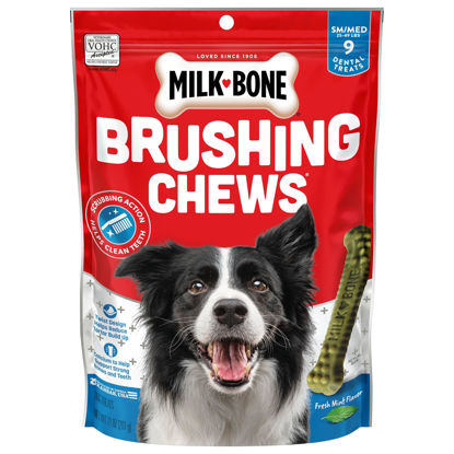 Picture of Milk-Bone Fresh Breath Brushing Chews, 9 Small/ Medium Daily Dental Dog Treats (Pack of 5) Scrubbing Action Helps Clean Teeth