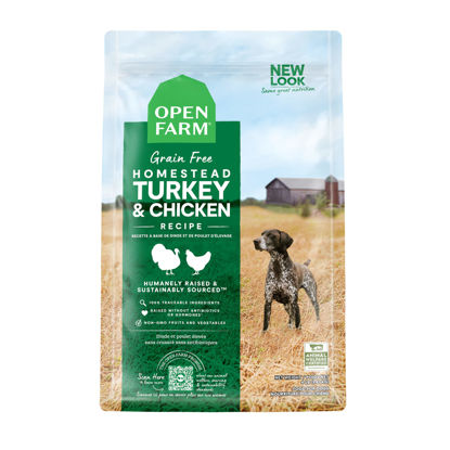 Picture of Open Farm Homestead Turkey and Chicken Grain-Free Dry Dog Food, 100% Certified Humane Poultry Recipe with Non-GMO Superfoods and No Artificial Flavors or Preservatives, 4 lbs