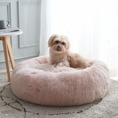 Picture of WESTERN HOME WH Calming Dog & Cat Bed, Anti-Anxiety Donut Cuddler Warming Cozy Soft Round Bed, Fluffy Faux Fur Plush Cushion Bed for Small Medium Dogs and Cats