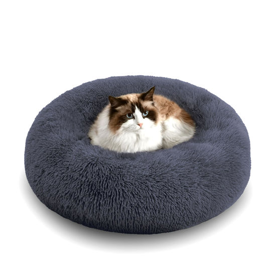 Picture of WESTERN HOME WH Calming Dog & Cat Bed, Anti-Anxiety Donut Cuddler Warming Cozy Soft Round Bed, Fluffy Faux Fur Plush Cushion bed for Small Medium Dogs and Cats (20"/24"/27"/30")