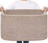 Picture of Goodpick Storage Basket, 21.6" x 14.9" x 11.8", Blanket Basket for Living Room, Large Woven Basket for Clothes, Toy Baskets for Organizing, Rectangle Rope Baskets for Storage, Brown