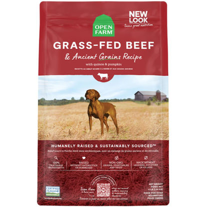 Picture of Open Farm Ancient Grains Dry Dog Food, Humanely Raised Meat Recipe with Wholesome Grains and No Artificial Flavors or Preservatives (Grass-Fed Beef Ancient Grain, 4 Pound (Pack of 1))